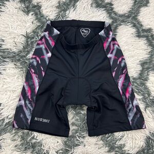 NOOYME Women's Cycling Bike Shorts 3D Padding Black Pink Size Large